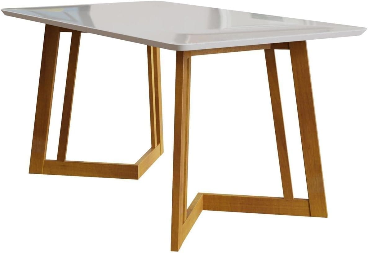 Conjunto Mesa Califórnia com Vidro 6 Cadeiras Dakota Cerejeira Tecido A40 100% Madeira Maciça Cerejeira/Palha - Imagem 4