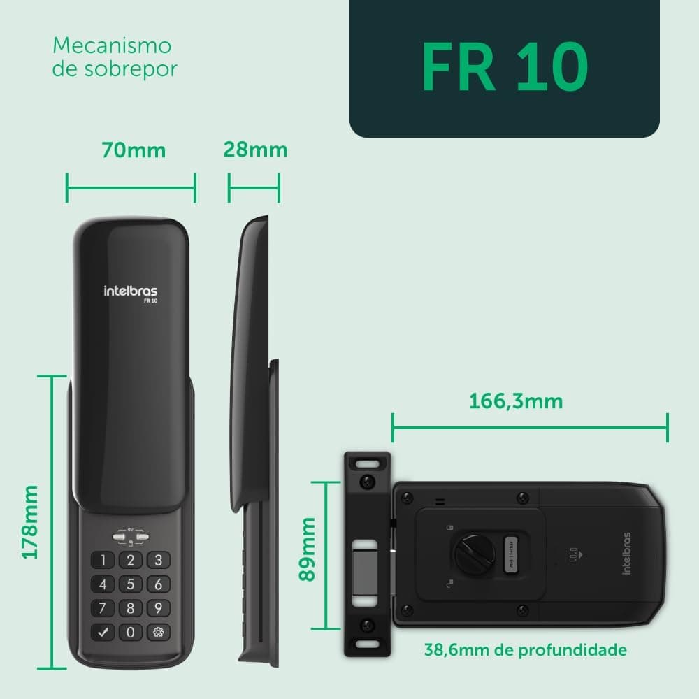 Fechadura Digital Para Uso Interno e Externo FR 10 Preto Intelbras - Imagem 3