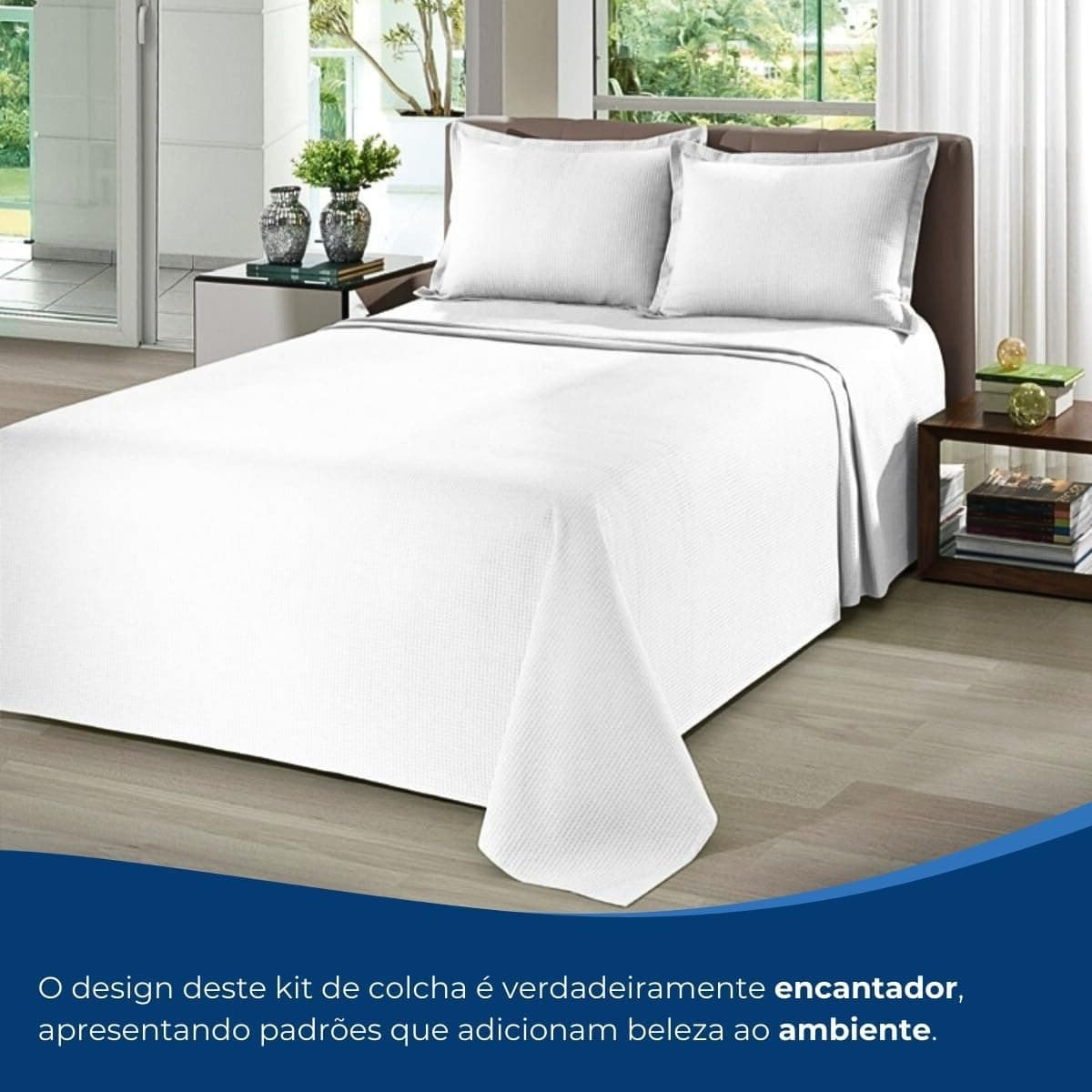 Kit Colcha De Piquet 100% Algodão – Solteiro, Casal, Queen e King | Leve, Macia e Respirável – Ideal para Verão e Climas Quentes Dohler (Casal 2,20x2,50, Branca Lisa) - Imagem 4