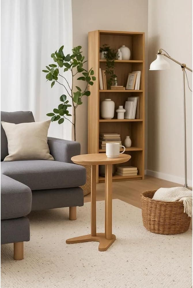 Mesa Auxiliar Oval 60cm Dalla Costa - Freijó - Imagem 3