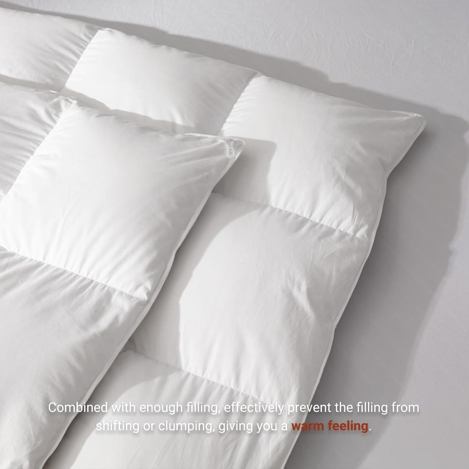 Edredom de penas de ganso tamanho king | Enchimento de edredom premium para todas as estações | Potência de enchimento 750 | Capa de mistura de algodão 1200TC | Peso branco de 1,417 g | Calor - Imagem 4
