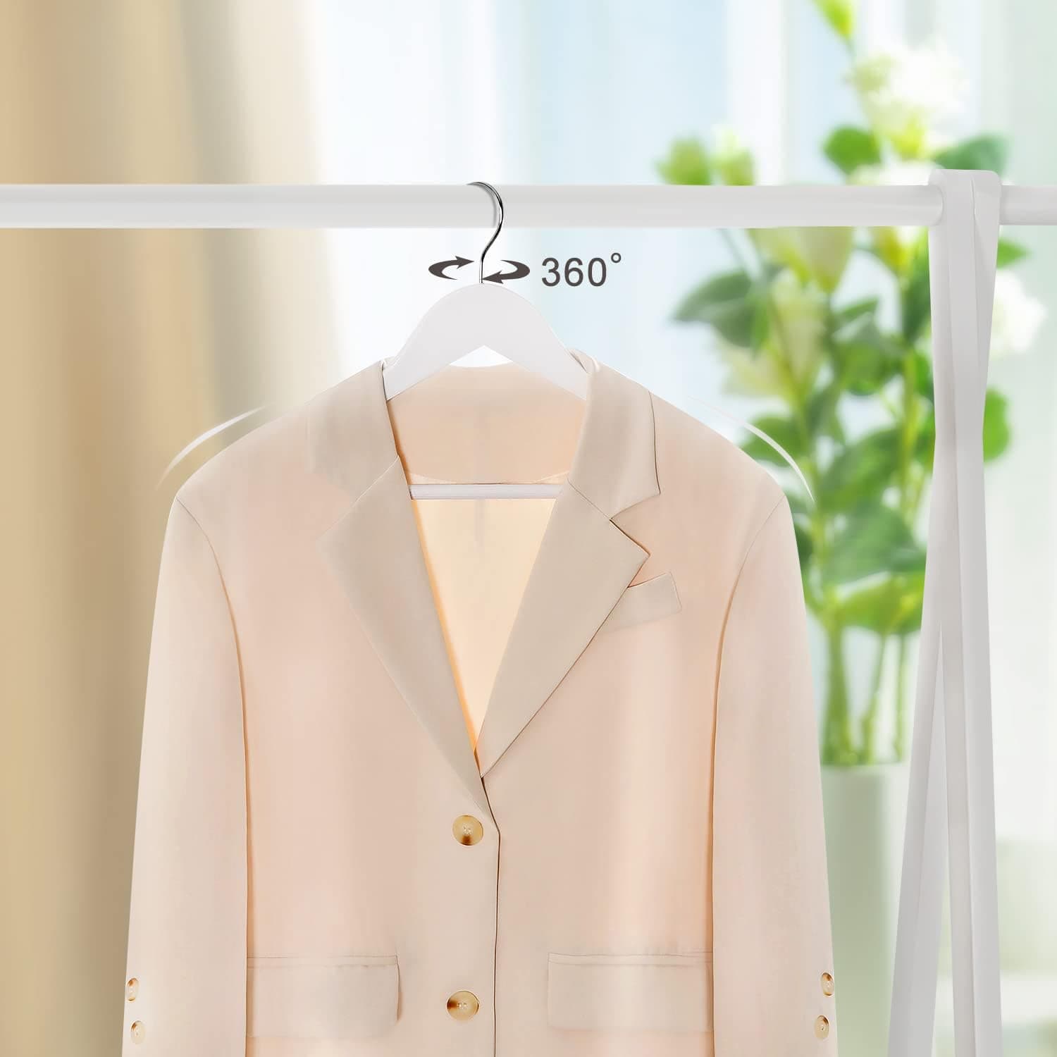 TOPIA HANGER Wooden Coat Hangers 30 Pack, White Wood Suit Hangers with Non Slip Pants Bar, 360° Swivel Hook and Shoulder Notches for Camisole, Jacket, Pants, Smooth Finish Clothes Hangers -CT34W30 - Imagem 4