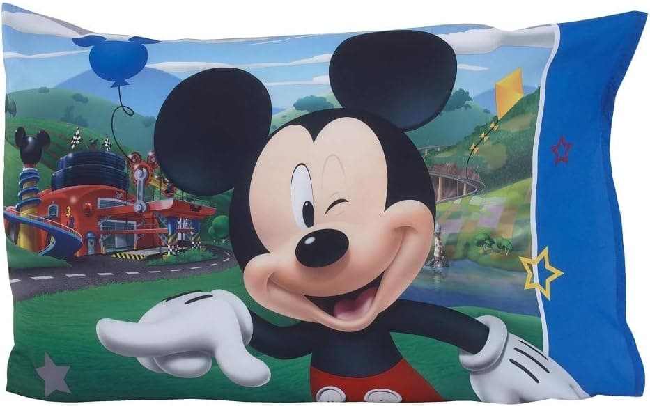 Disney Conjunto de lençóis infantis Mickey Mouse Having Fun Super Soft 2 peças, branco/cinza/azul/vermelho (pacote com 1) - Imagem 4