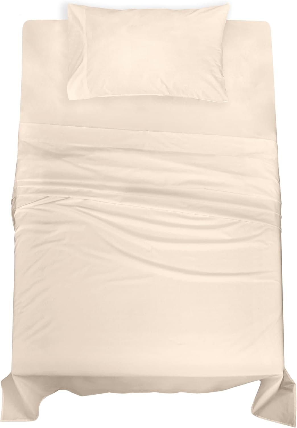 ROYALE LINENS Jogo de lençol solteiro 100% algodão orgânico - tecido percal - conjunto de 3 peças - 1 lençol de cima, 1 lençol com elástico profundo e 1 fronha - Lençóis de cama creme - solteiro