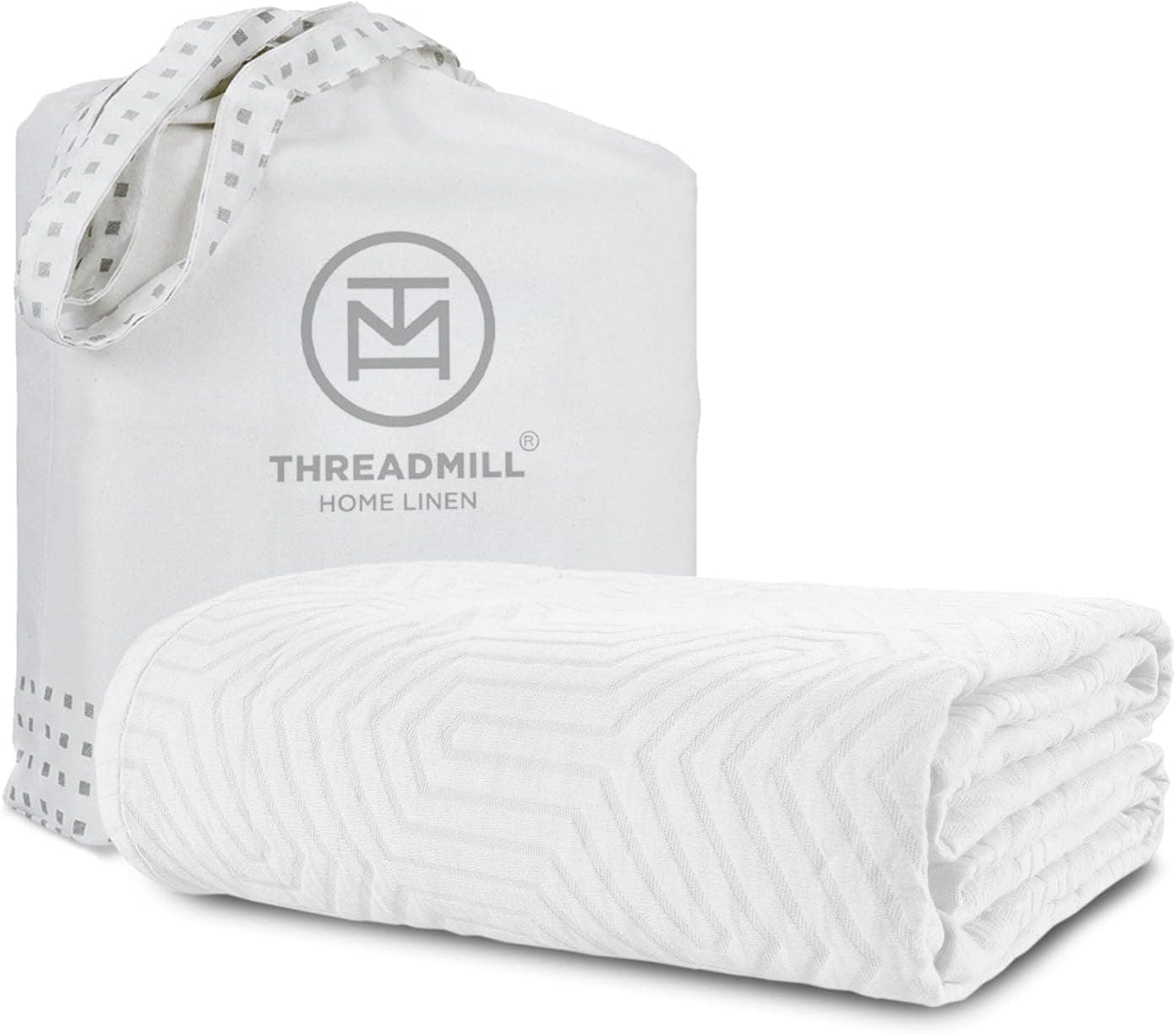 Threadmill Home Linen King Coverlet - Colcha de algodão Aster Matelasse de peça única, macia e leve, cor branca, roupa de cama de algodão penteado de fibra longa respirável - Imagem 2