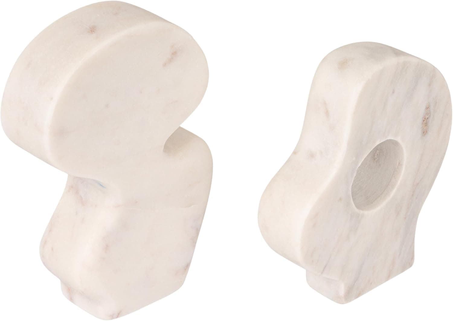 Bloomingville Esculturas decorativas abstratas de mármore, conjunto de 2 estilos, branco