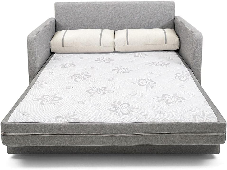 Sofá-cama Herval Aurora, com Colchão de Casal, 2 Lugares, Linho Chumbo