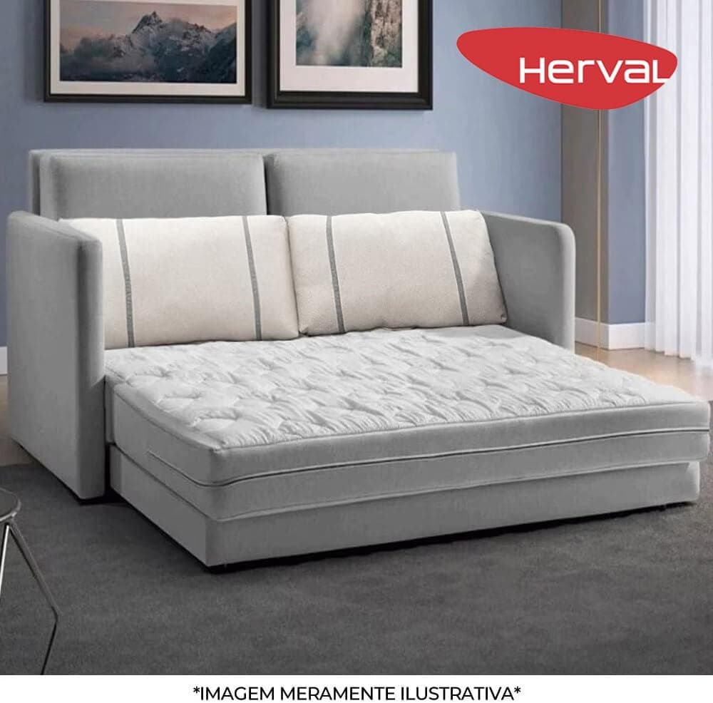 Sofá-cama Herval Aurora, com Colchão de Casal, 2 Lugares, Linho Chumbo - Imagem 4