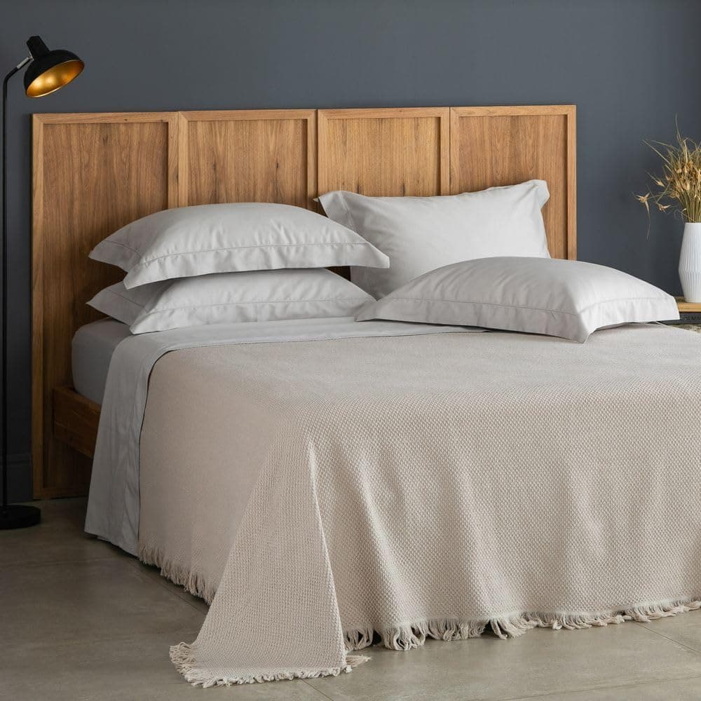 Colcha King Buddemeyer Jacque 100% Algodão Bege - Imagem 3