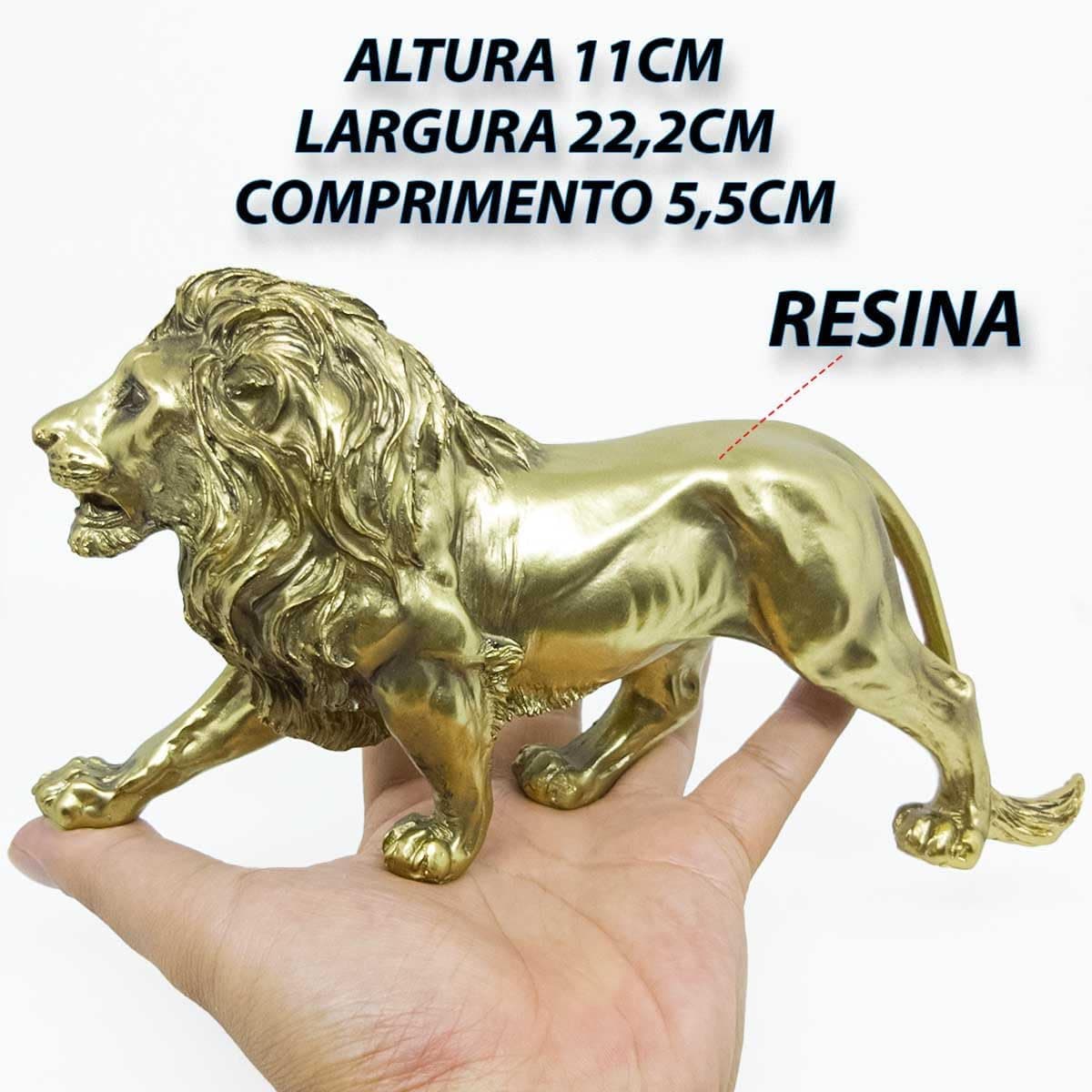 Le?o Estatueta Decorativa Escultura Resina Enfeite Mesa Estante Prateleira Decora??o Sala Quarto Escrit?rio (Bronze) - Imagem 4