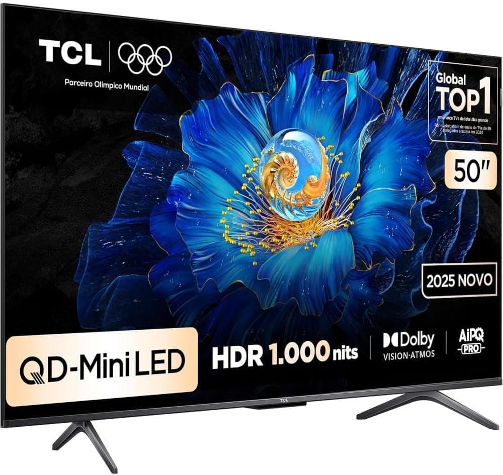 Smart TV TCL 50 Polegadas QLED Mini LED 4K C6KS WiFi Bluetooth Google TV HDR10+ Dolby Atmos 50C6KS