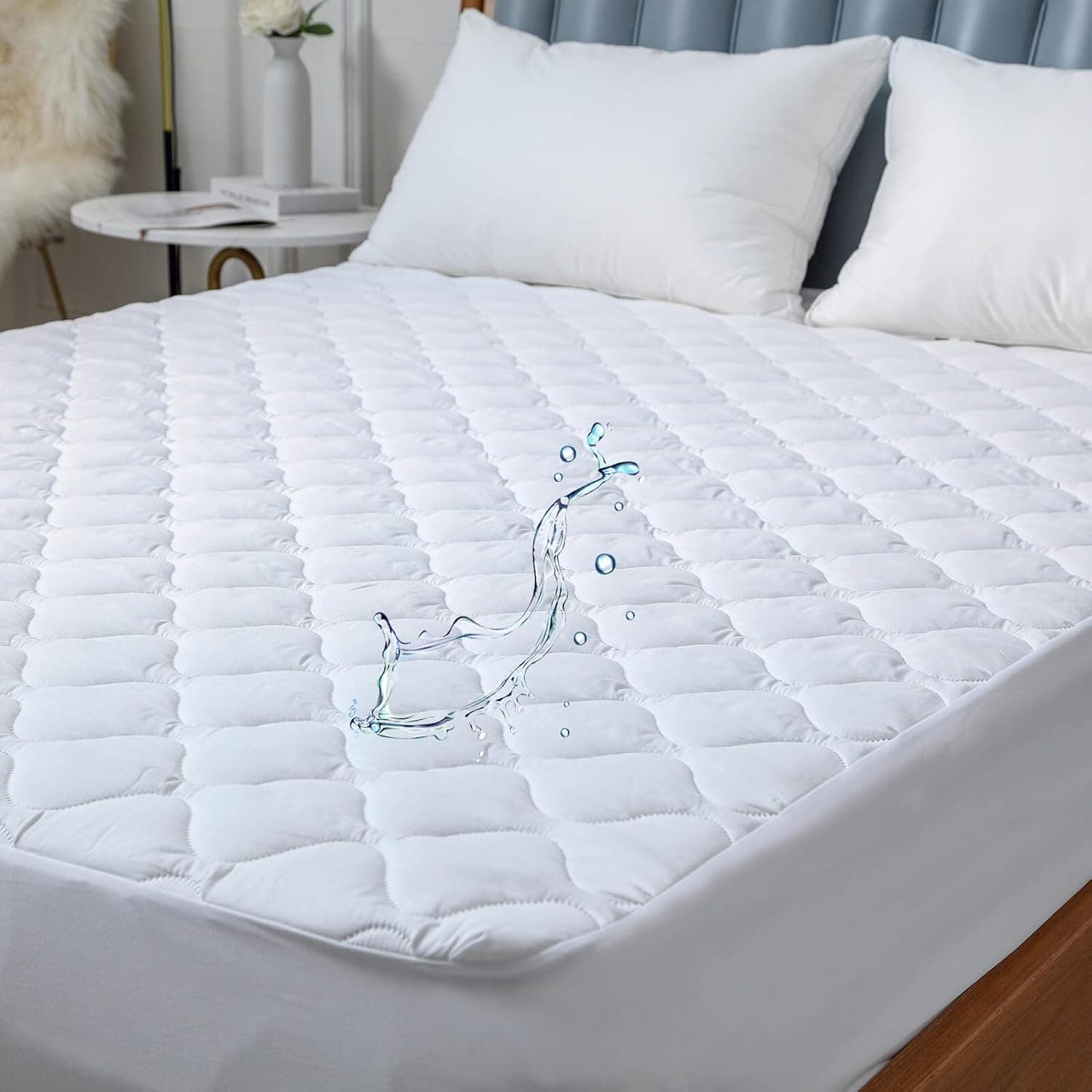 Kingnex Capa protetora de colchão acolchoada impermeável Olympic Queen, 166 x 203 cm, capa de colchão acolchoada para cama queen olímpica