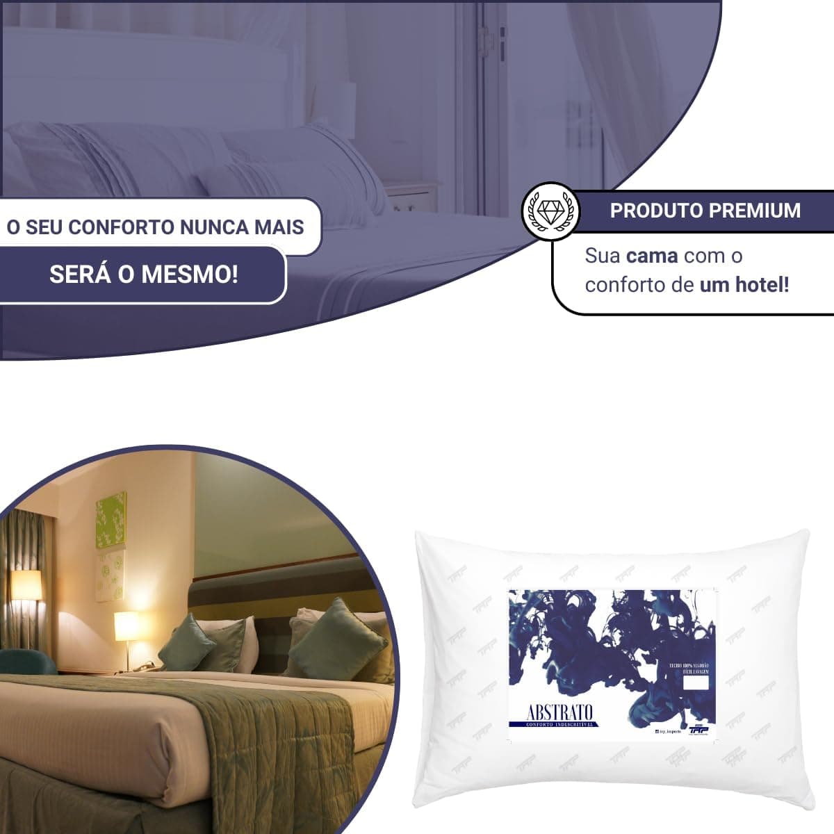 Travesseiro TRP Imports Abstrato Luxo Fibra De Plumas Mega Confortável - Imagem 4