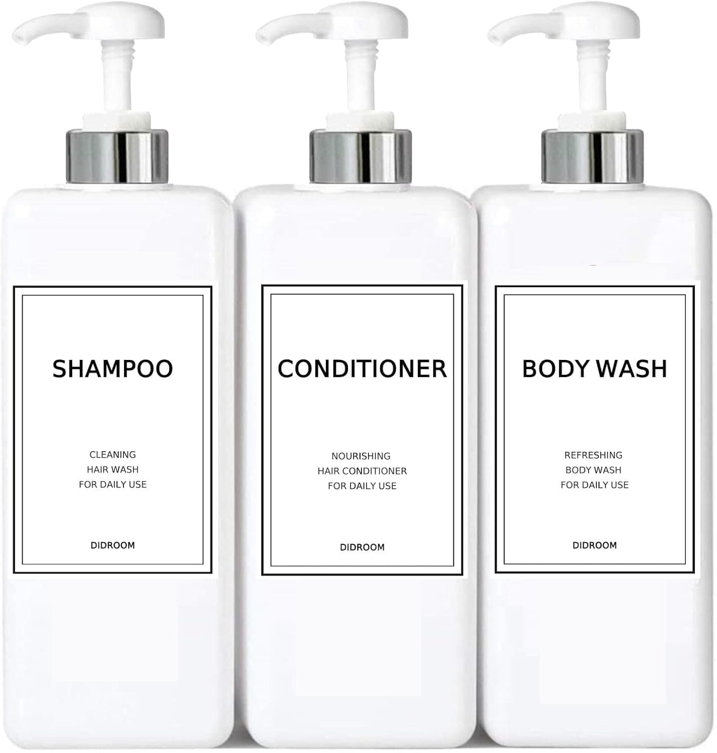 Dispensador de xampu e condicionador Modern Sliver (595 g, pacote com 3)