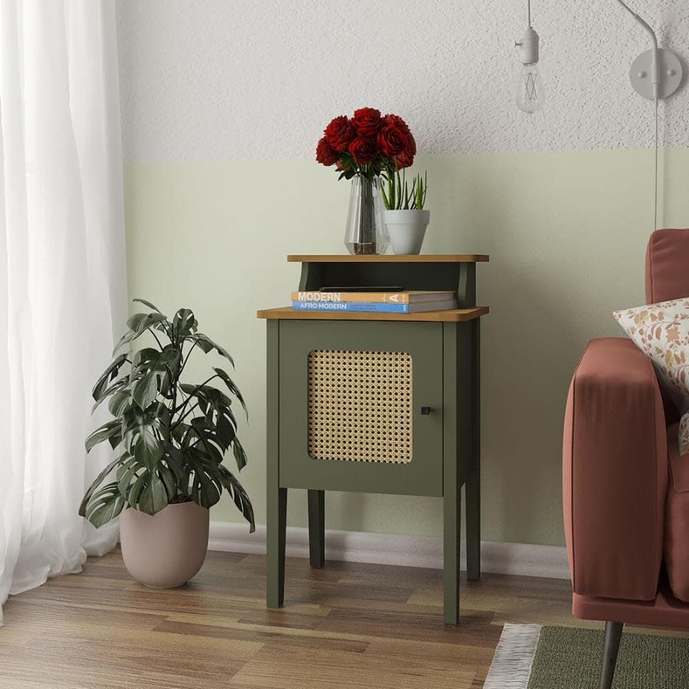 Mesa de Apoio com porta de abrir CHARLOTTE cor Menta c/Carvalho - Artely - Imagem 3