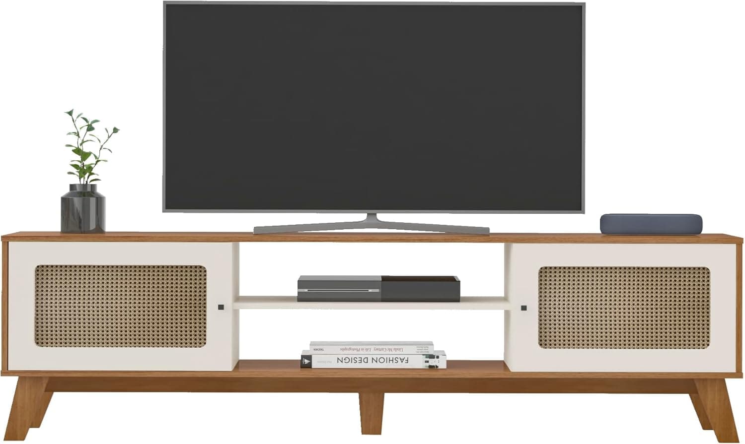 Rack para Tv ate 75" com 2 portas CHARLOTTE cor Cinamomo c/Off White - Artely - Imagem 4