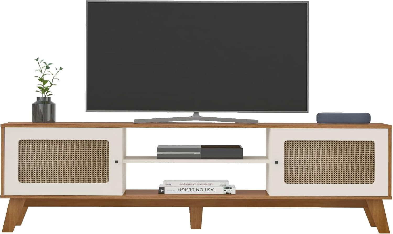 Rack para Tv ate 75" com 2 portas CHARLOTTE cor Cinamomo c/Off White - Artely - Imagem 4