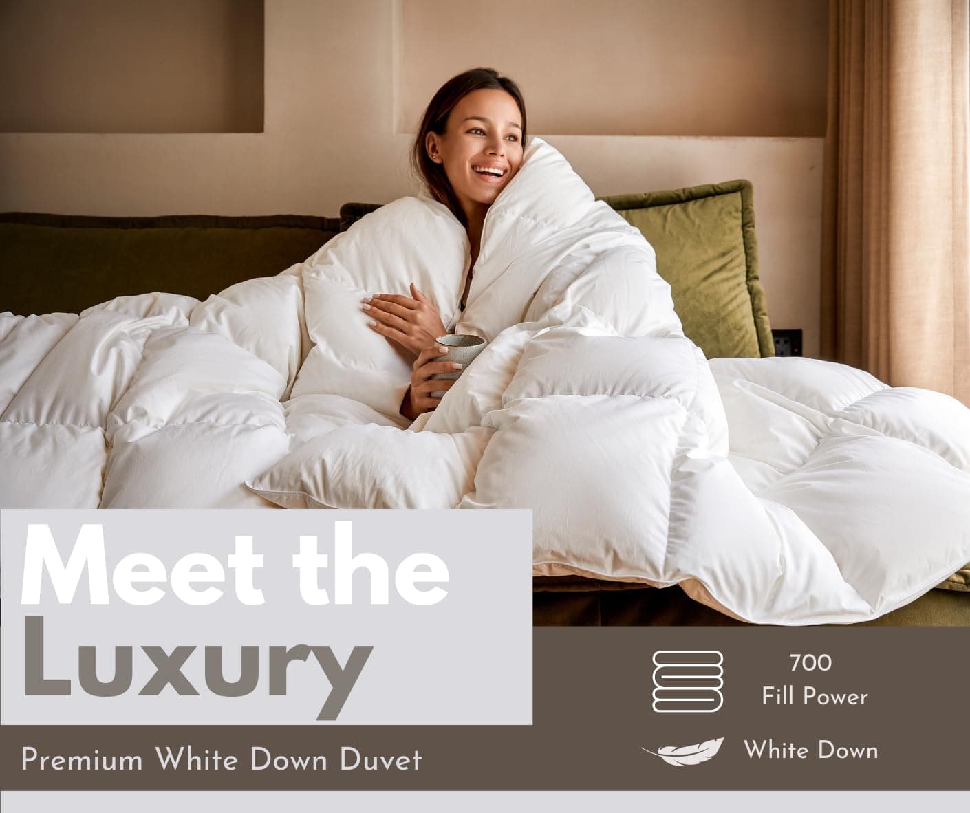 OverCloud™ Edredom branco para plumas, edredom de inverno tamanho queen size, edredom coleção de hotel ultra macio 700+ enchimento à prova de plumas com abas de canto - 1,40 g - Imagem 3