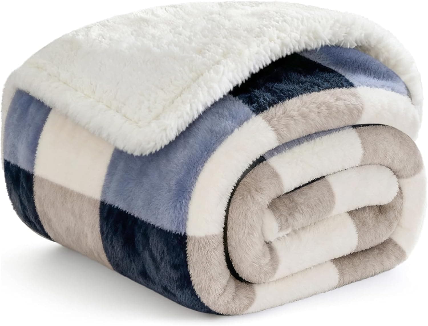 Gracelife Cobertor sherpa, 127 cm x 152 cm, manta xadrez quente e aconchegante para sofá, cama, mantas reversíveis, cobertores e mantas de flanela felpuda para adultos mulheres e homens, cinza-azul macio