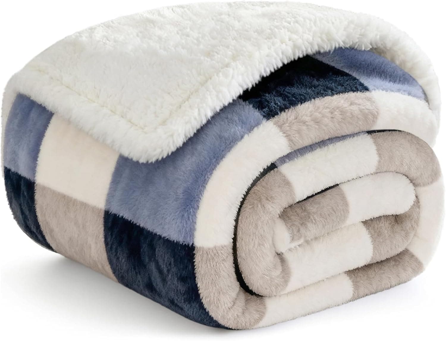 Gracelife Cobertor sherpa, 127 cm x 152 cm, manta xadrez quente e aconchegante para sofá, cama, mantas reversíveis, cobertores e mantas de flanela felpuda para adultos mulheres e homens, cinza-azul macio
