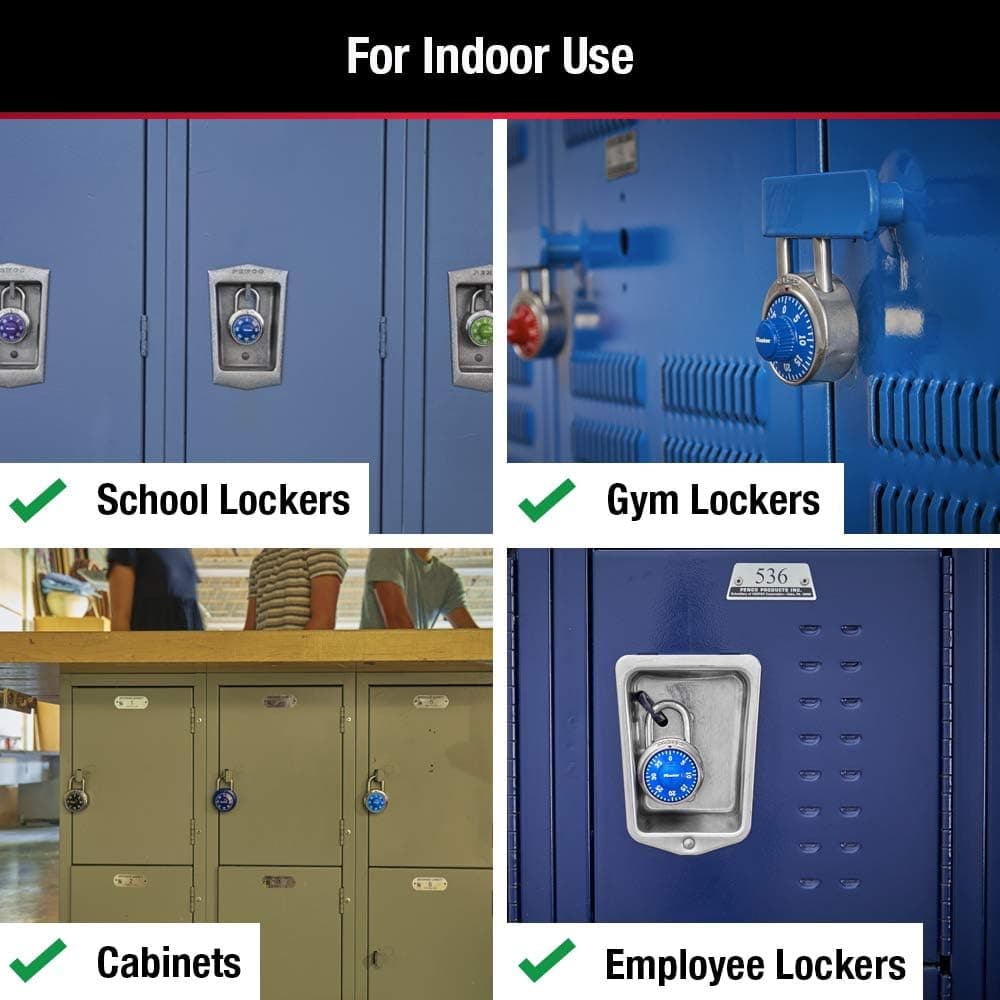 Master Lock Fechadura de combinação para armários de academia – Cadeado combinado Master Lock Locker, pacote, azul – O cadeado combo ideal para segurança de armário escola/academia - Imagem 4