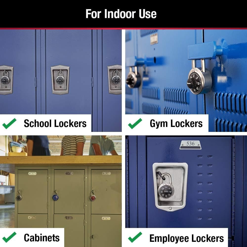 Master Lock Cadeado de combinação de cadeado preto para academia, cadeado interno com código predefinido de 3 dígitos para armários, armazenamento, pacote com 2, 1500T - Imagem 4