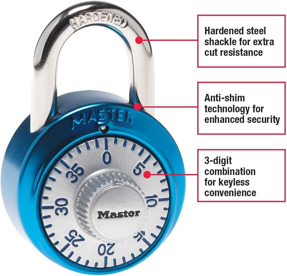 Master Lock 1561DAST Cadeado de combinação de locker, 1 pacote, as cores podem variar - Imagem 3