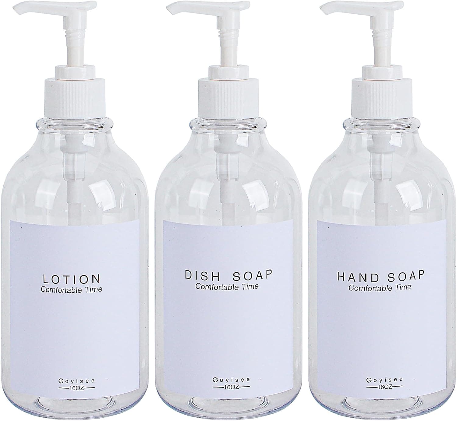 GOYISEE Dispensador de xampu e condicionador para parede de chuveiro com 3 câmaras, frascos recarregáveis de xampu e condicionador com etiquetas à prova d'água, dispensador de sabão com bombas (3