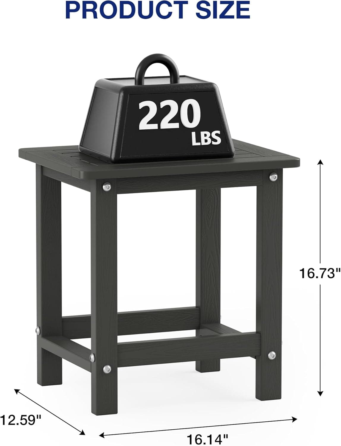 YEFU Mesas laterais para mesa pequena, mesa de centro para pátio, sala de estar, quarto (cinza escuro, camada única de 40,6 cm (1 peça)) - Imagem 4