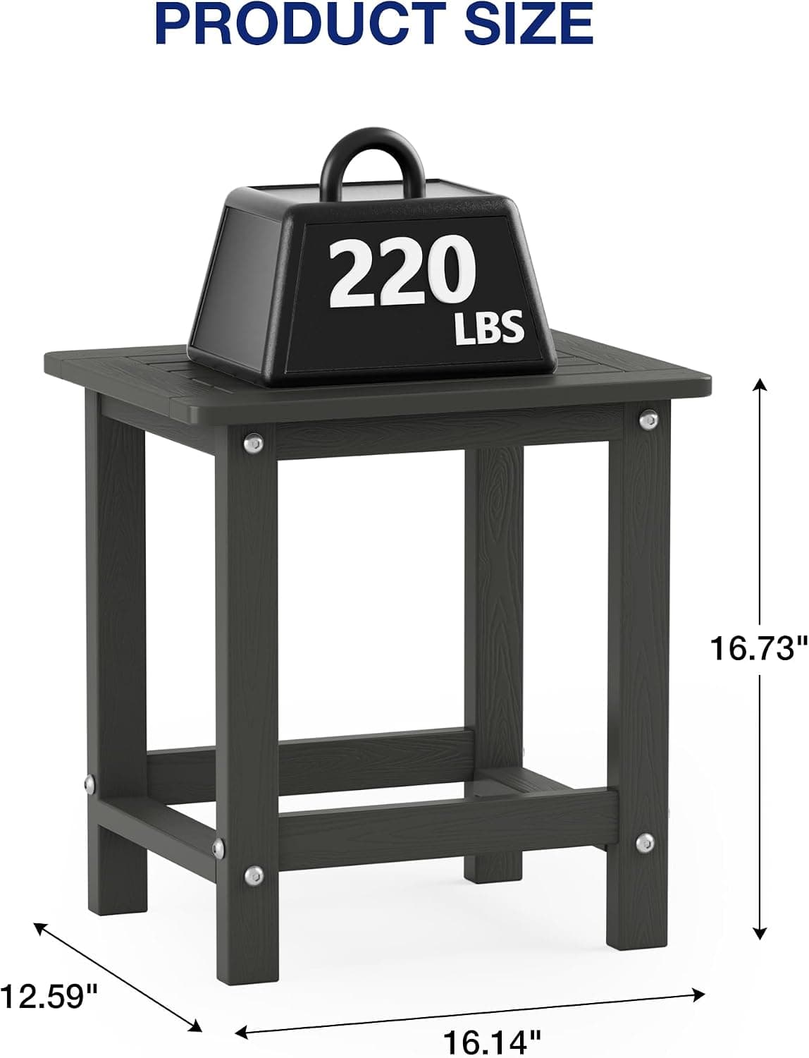 YEFU Mesas laterais para mesa pequena, mesa de centro para pátio, sala de estar, quarto (cinza escuro, camada única de 40,6 cm (1 peça)) - Imagem 4