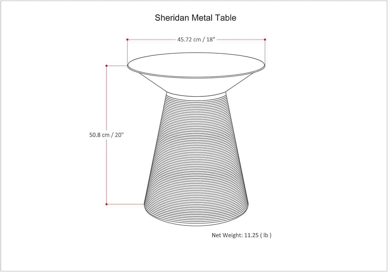 SIMPLIHOME Mesa lateral Sheridan Contemporary de 45,72 cm de largura com detalhes em metal em cobre envelhecido, totalmente montada, extremidade de cabeceira e mesa de cabeceira, para sala de estar e quarto - Imagem 4
