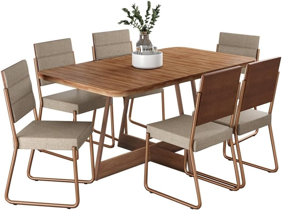 Conjunto Sala de Jantar 6 Cadeiras Charlotte Carraro Nogal com Rose - Imagem 3