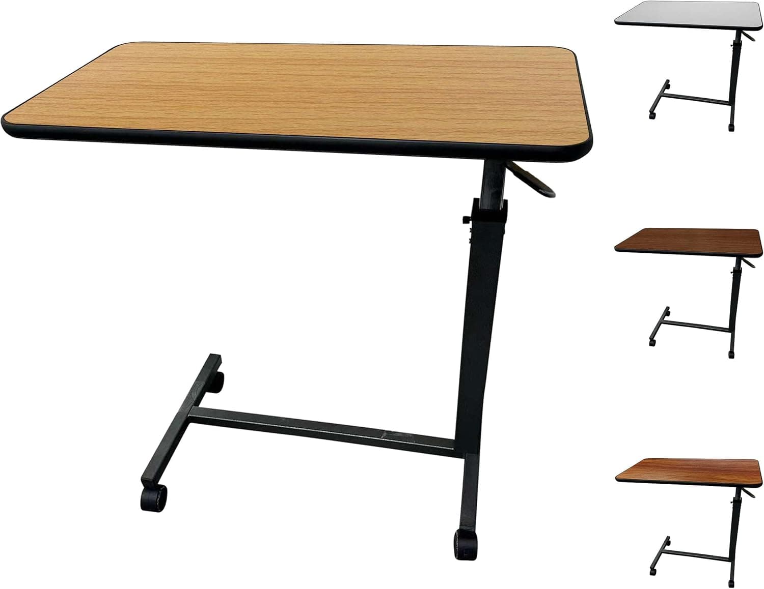ProHeal Mesa de cama médica com rodas e altura ajustável – Mesa de cama rolante cor carvalho para uso doméstico e hospitalar