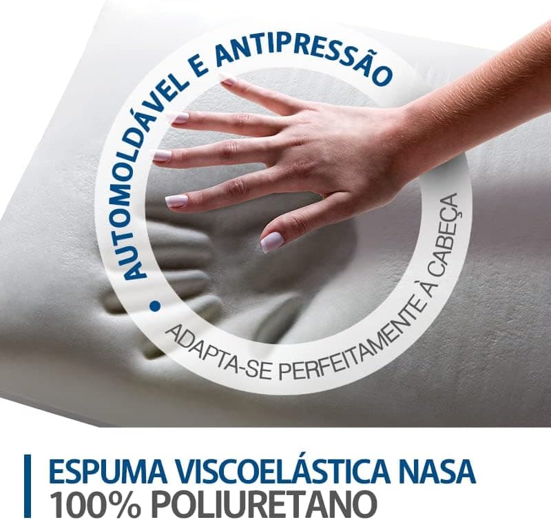 Travesseiro Nasa-X Alto Duoflex Bege Para fronha 50cmx70cm Espuma 100% poliuretano - Imagem 4