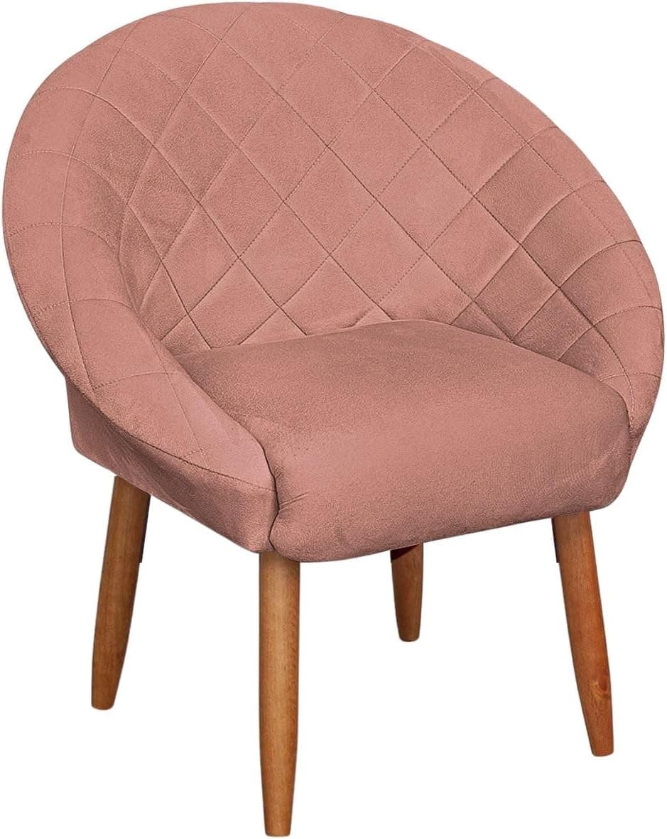 Poltrona para Sala de estar Resistente Decorativa confortável tecido veludo confortável pés de madeira reforçado MOBLAN decor (ROSA ESCURO)