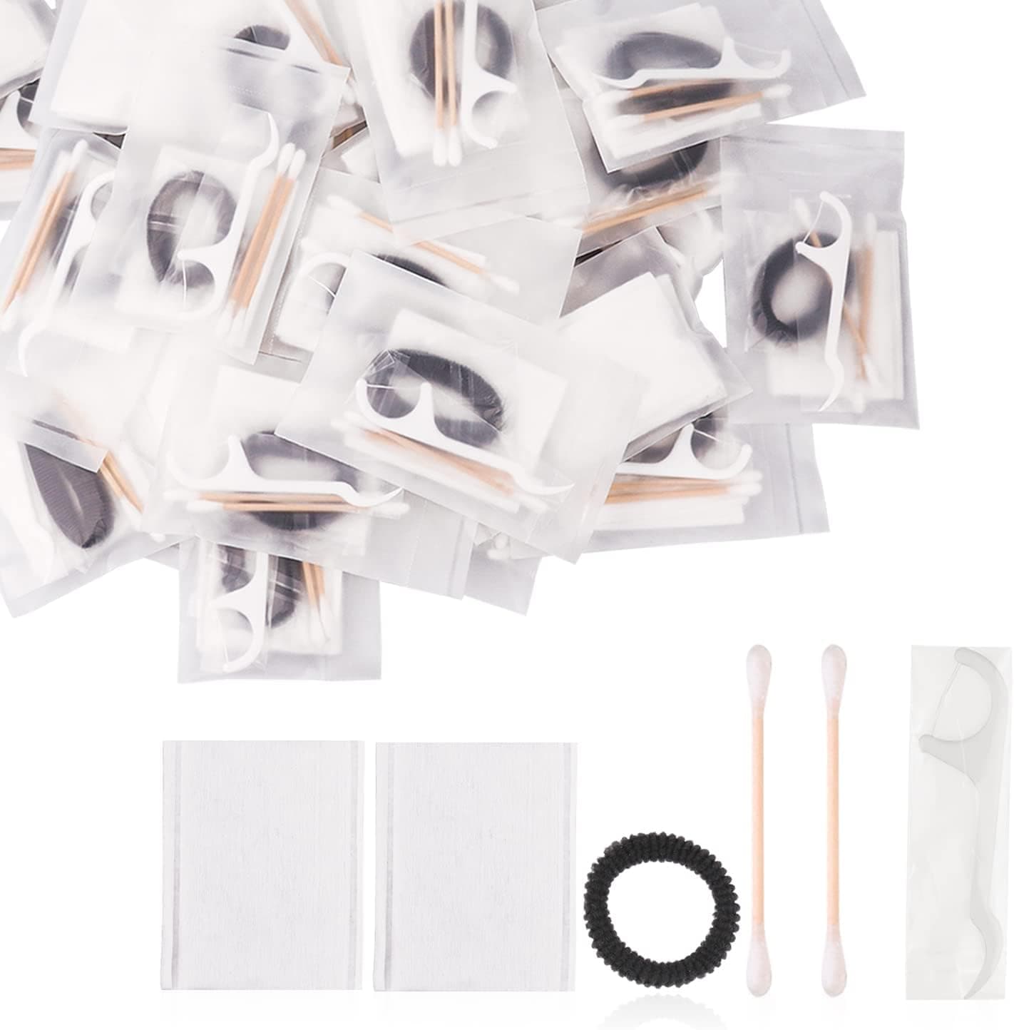 Amenities Hotel Vanity Set,30pcs Individually Wrapped Hotel Vanity Kit Hotel Hospitality Supplies Set Include Cosmetic Cotton Pads,Cotton Swabs,Hair Tie,Dental Floss