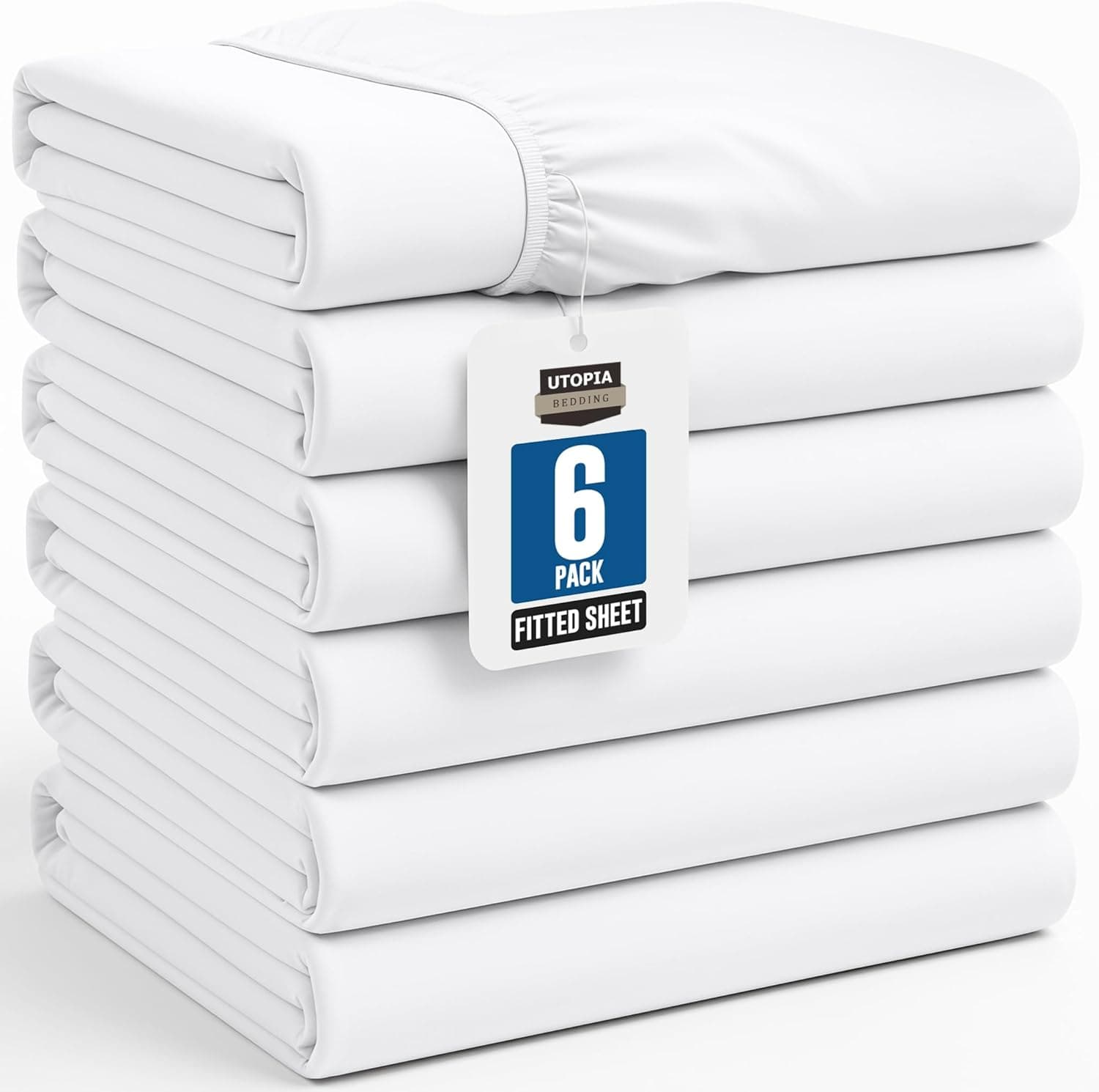 Utopia Bedding Lençóis Twin GG – Essenciais para dormitório universitário – Pacote com 6 lençóis de baixo – Microfibra escovada macia – Bolsos profundos, resistente a rugas, encolhimento e