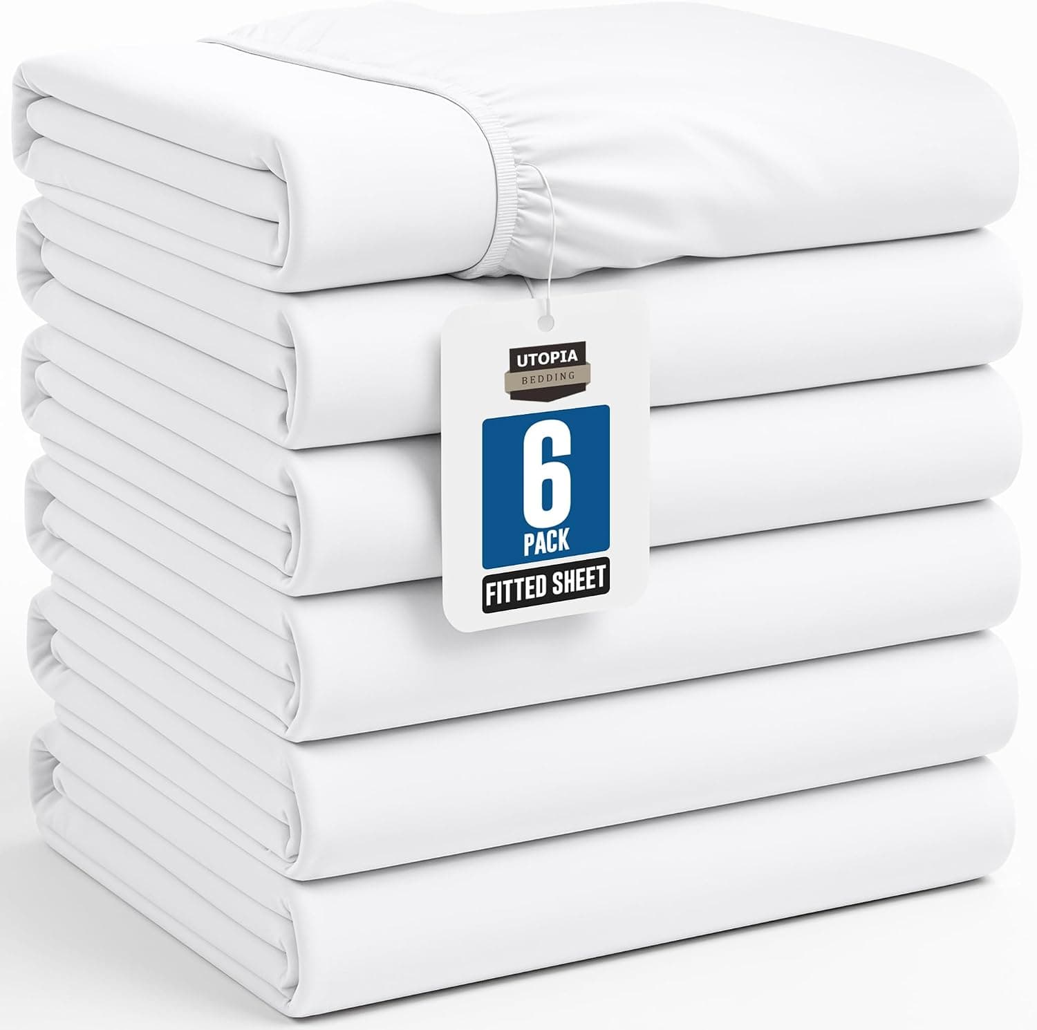 Utopia Bedding Lençóis Twin GG – Essenciais para dormitório universitário – Pacote com 6 lençóis de baixo – Microfibra escovada macia – Bolsos profundos, resistente a rugas, encolhimento e