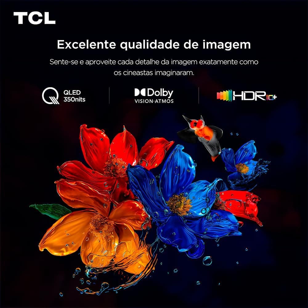 Smart TV TCL 50P7K 50" QLED 4K UHD Google TV com Dolby Vision, HDMI 2.1, Wi-Fi e Bluetooth – Preto - Imagem 4