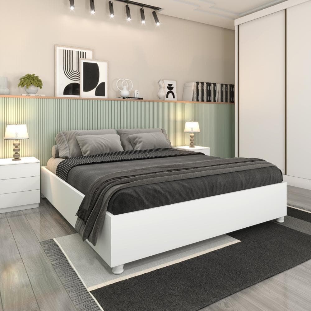 Cama Box Casal Mônaco Tcil Móveis Branco