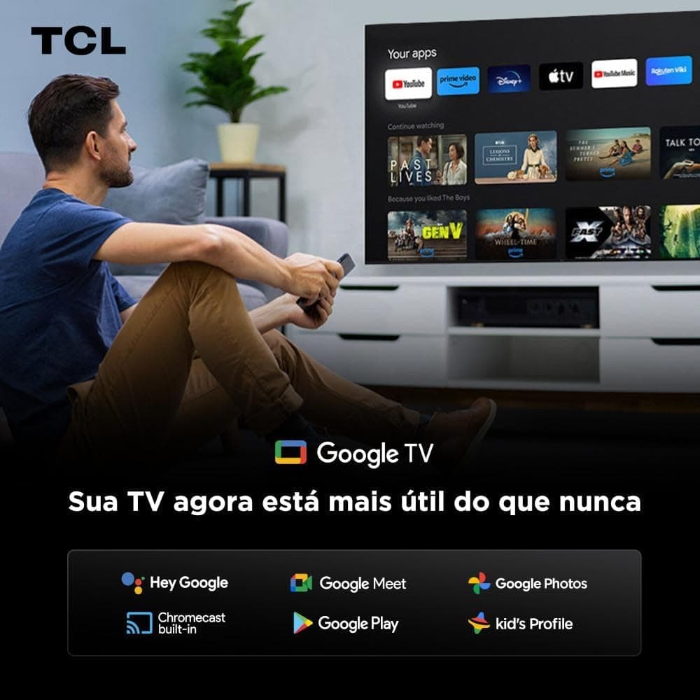 Smart TV TCL 55 Polegadas QLED Mini LED 4K C6K WiFi Bluetooth Google TV 4 HDMI 144Hz HDR10+ 55C6K - Imagem 4