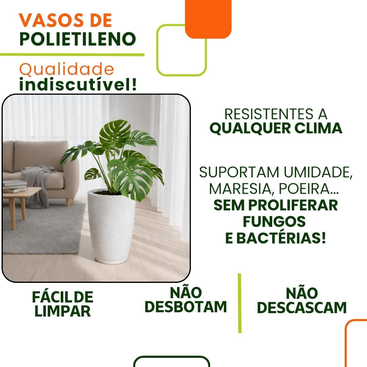 Vaso Polietileno Para Plantas Jardim Sala Luxo Cone Bojo 1 Com Prato (Cimento) - Imagem 4