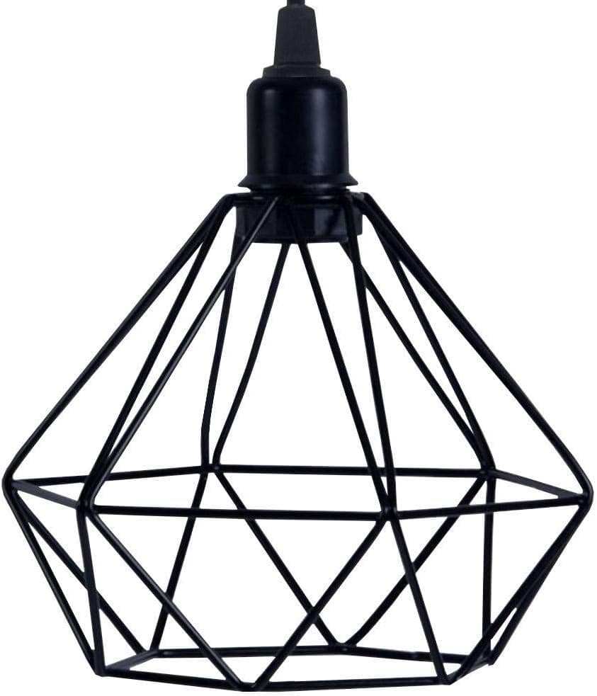 Lustre Pendente Duplo Aramado Diamante Pequeno (Preto) - Imagem 3