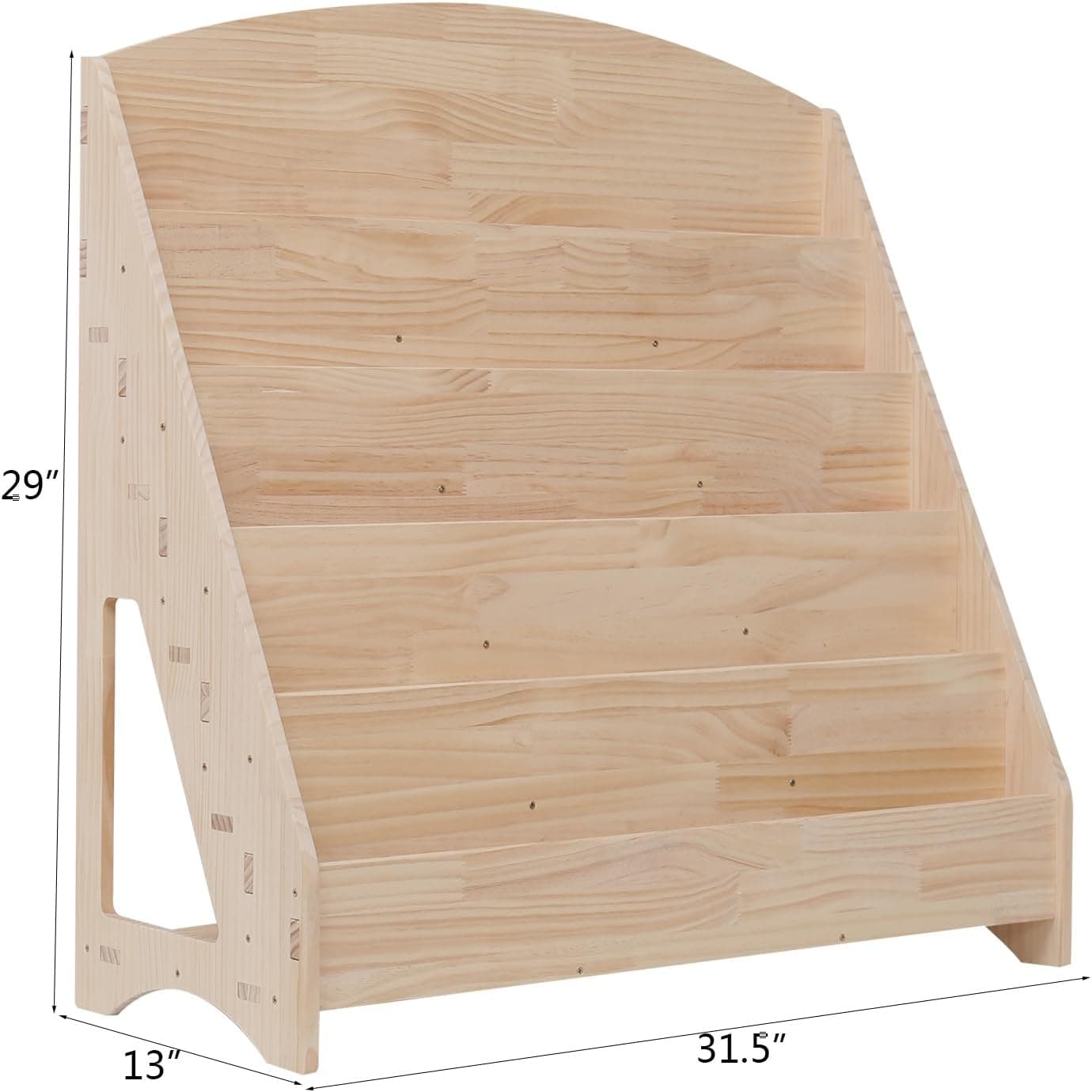 Montessori Organizador de prateleira de livros infantil de um lado com armazenamento de brinquedos, estante para sala de aula para bebês, estantes e prateleiras de pinho natural (78,7 cm) - Imagem 4
