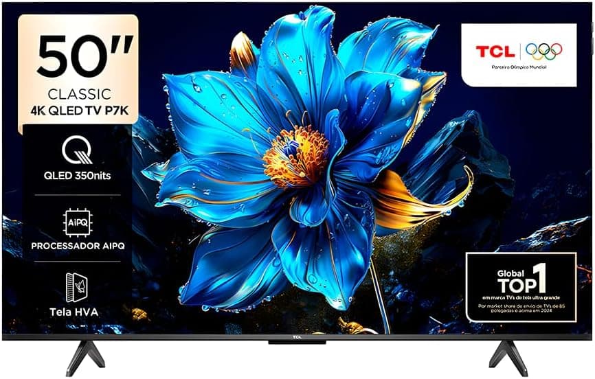 Smart TV TCL 50P7K 50" QLED 4K UHD Google TV com Dolby Vision, HDMI 2.1, Wi-Fi e Bluetooth – Preto - Imagem 3