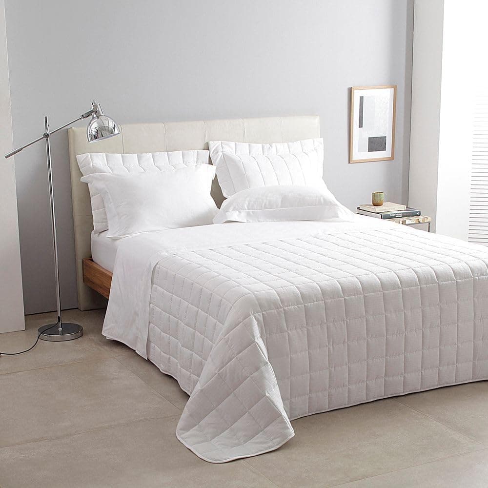Buddemeyer Jogo de Cama King Cetim 300 Fios Damask Stripes 100% Algodão Penteado Branco 4 peças - Imagem 3
