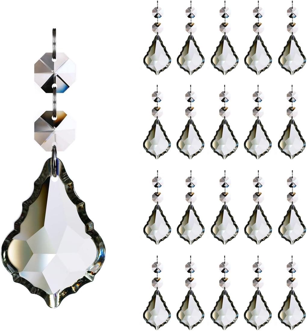 20 peças de pingente de prisma de folha de bordo, 20 peças, contas de cristal para pendurar em lustre, decoração de casamento