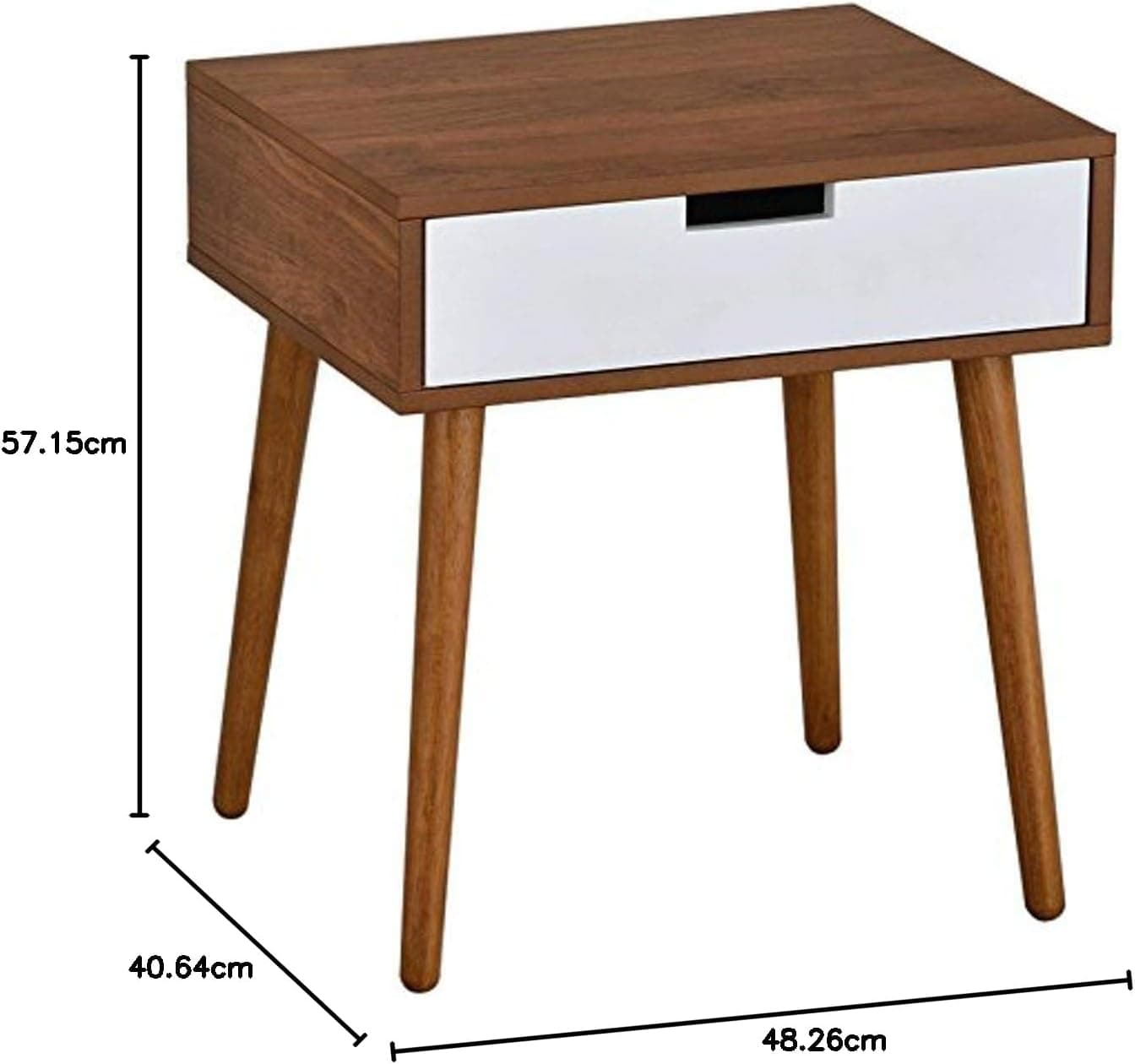 Mesa lateral de nogueira clara/branca com gaveta 57 cm A - Imagem 3