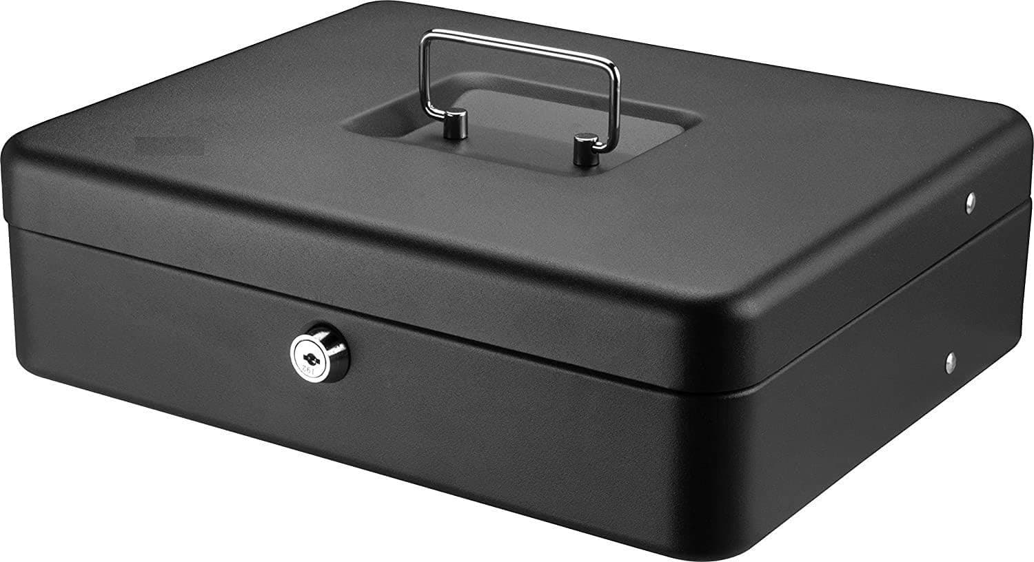 Caixa cofre SentrySafe Money Safe CB-12, com bandeja para dinheiro e fechadura com chave, preta