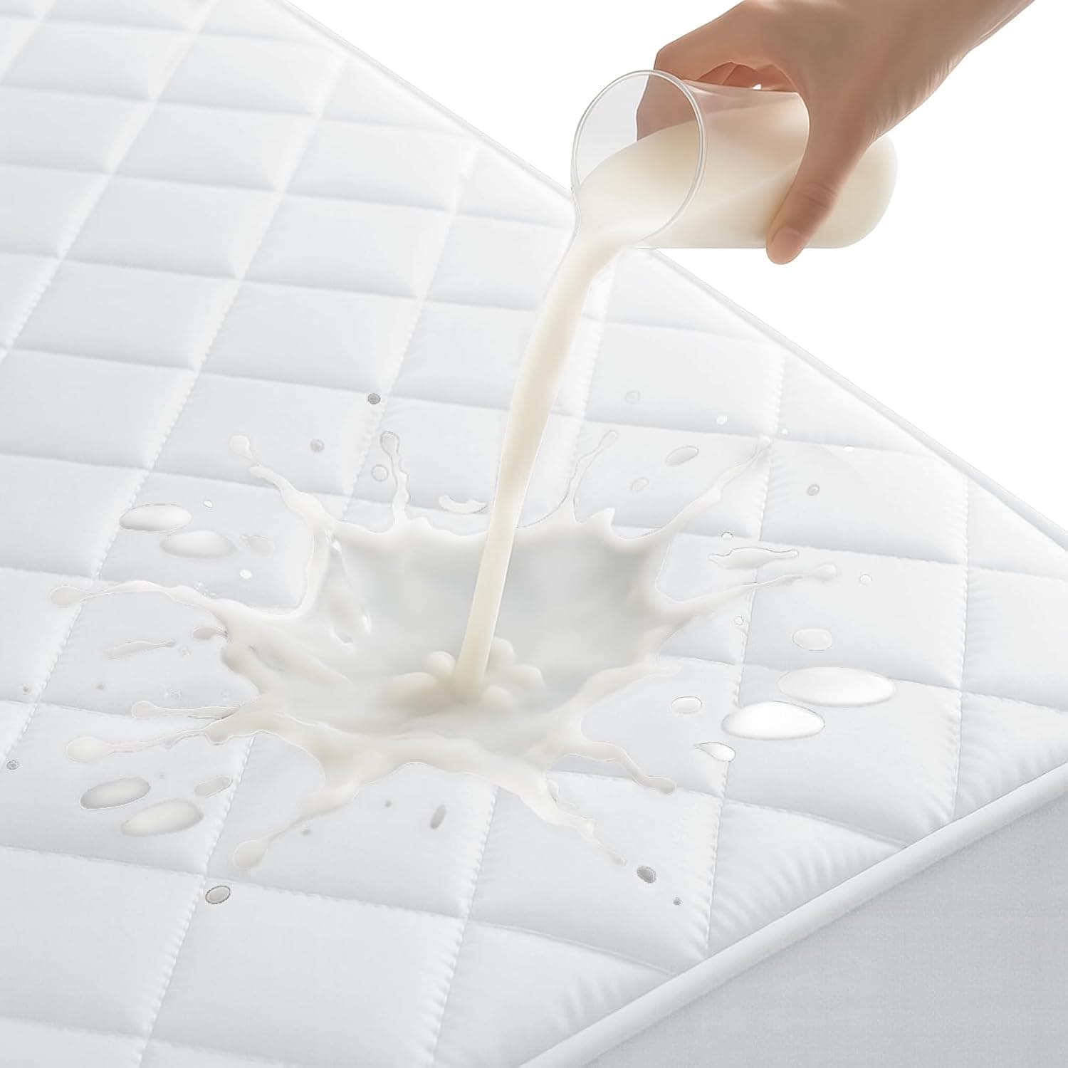 Protetor de colchão Queen, à prova d'água, com bolso profundo de até 40,6 cm, capa de colchão de cama macia e respirável para quarto, quarto desagradável, (branco)